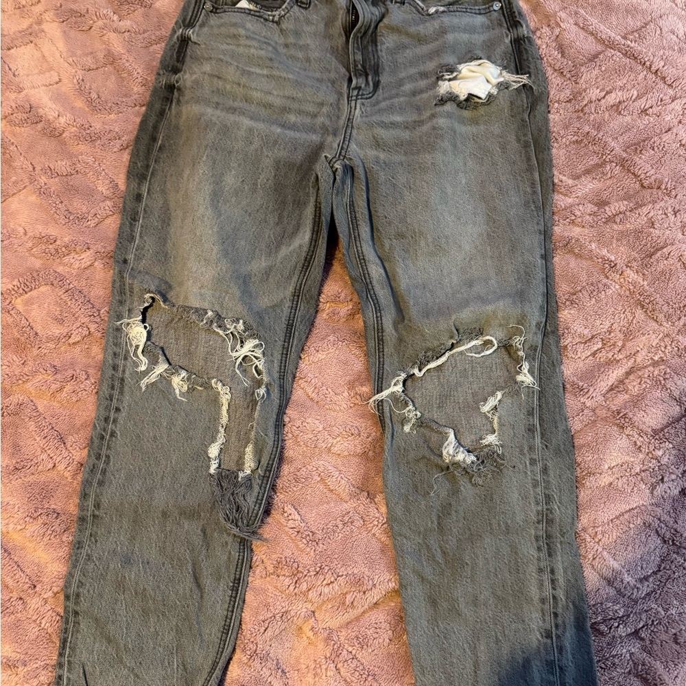 American Eagle Outfitters Distressed Gray mom Jeans
